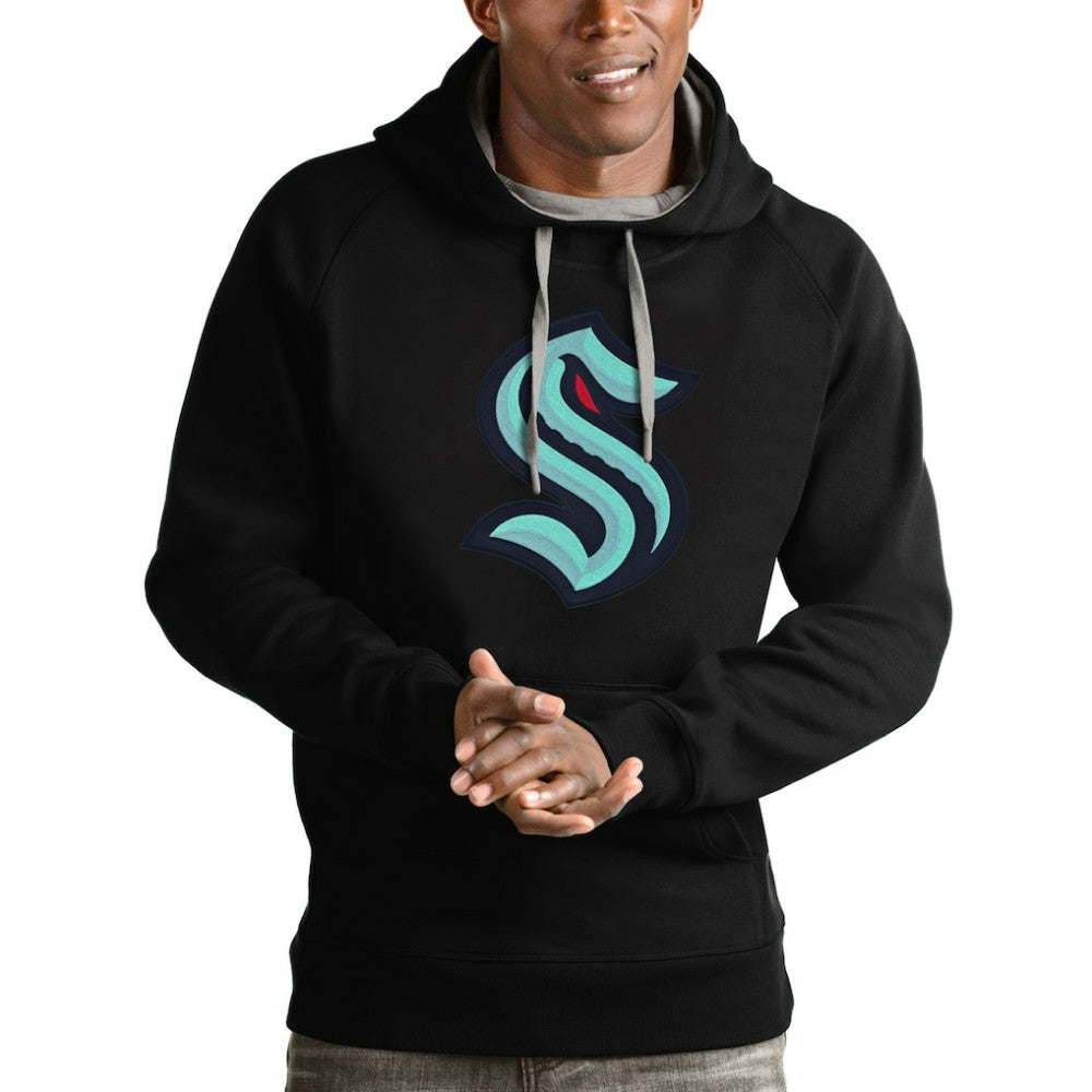 Seattle Kraken Antigua Logo Victory Pullover Hoodie - Black - NHL 4572053
