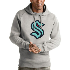 Seattle Kraken Antigua Logo Victory Pullover Hoodie - Heathered Gray - NHL 4572054