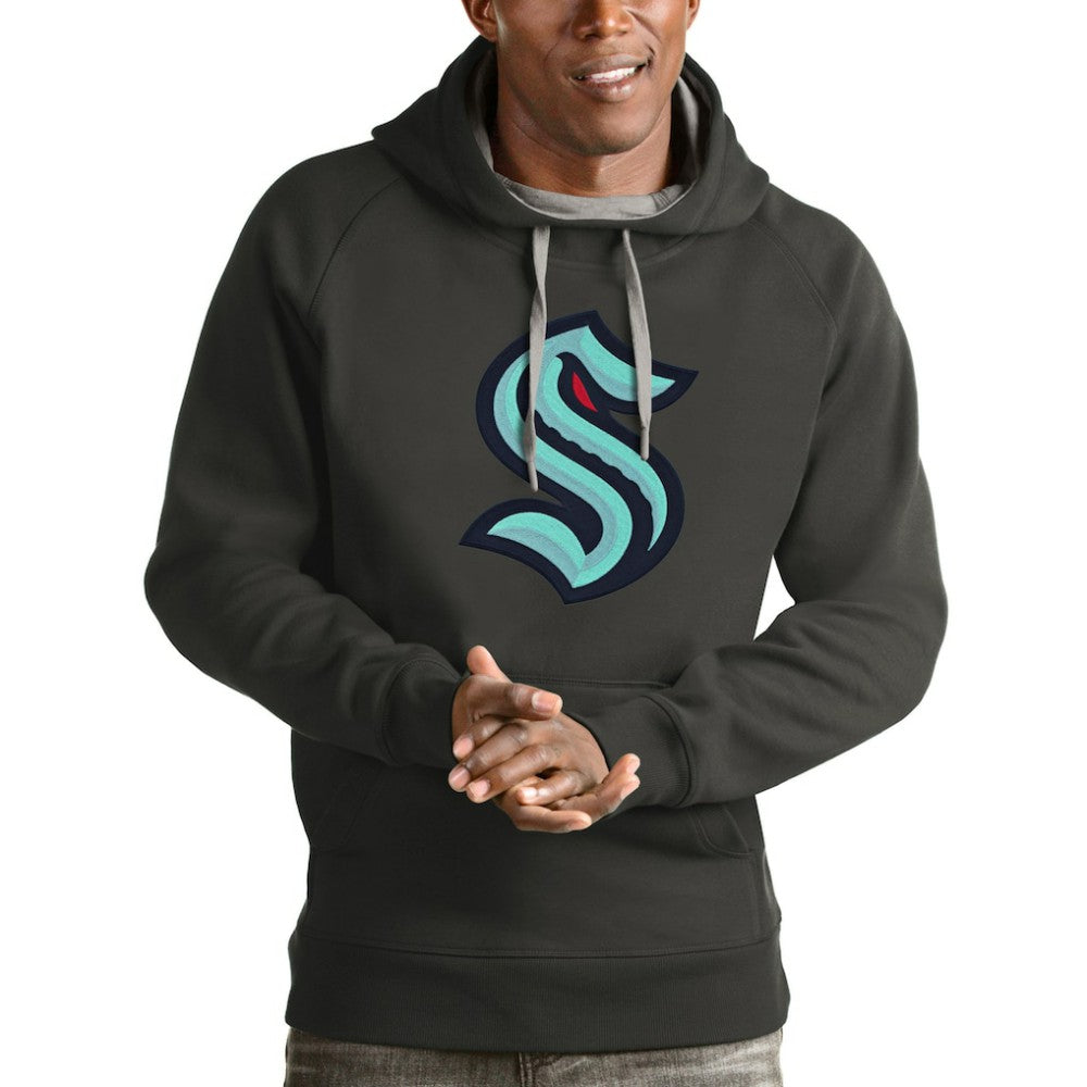 Seattle Kraken Antigua Logo Victory Pullover Hoodie - Charcoal - NHL 4572055