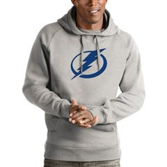 Tampa Bay Lightning Antigua Logo Victory Pullover Hoodie - Heathered Gray - NHL 4572066