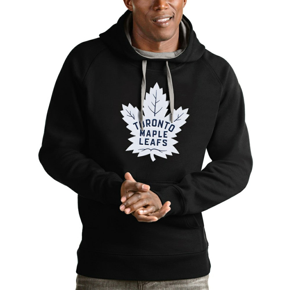 Toronto Maple Leafs Antigua Logo Victory Pullover Hoodie - Black - NHL 4572071