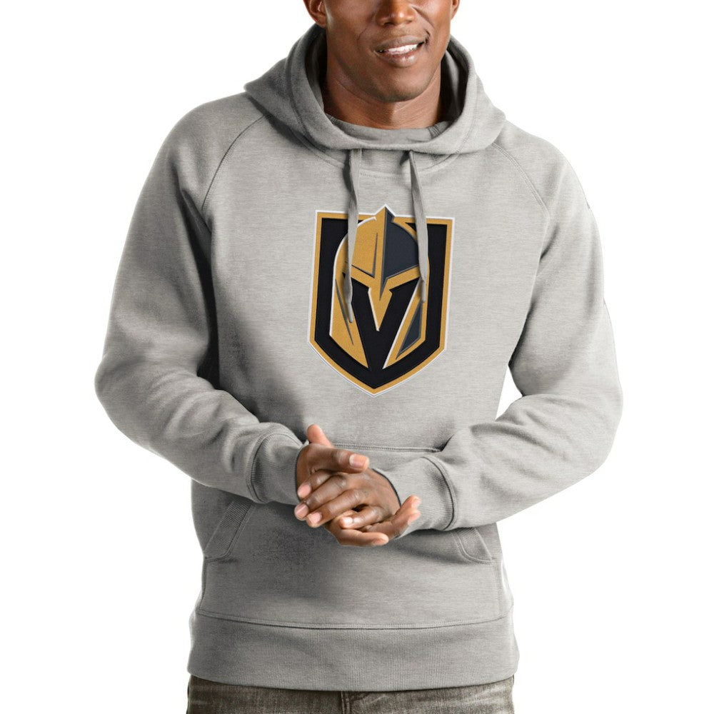 Vegas Golden Knights Antigua Logo Victory Pullover Hoodie - Heathered Gray - NHL 4572082
