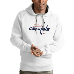 Washington Capitals Antigua Logo Victory Pullover Hoodie - White - NHL 4572084