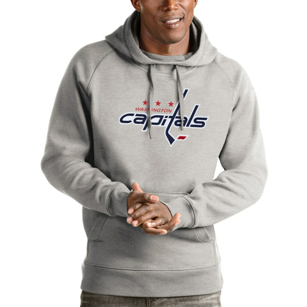 Washington Capitals Antigua Logo Victory Pullover Hoodie - Heathered Gray - NHL 4572087