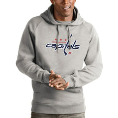Washington Capitals Antigua Logo Victory Pullover Hoodie - Heathered Gray - NHL 4572087