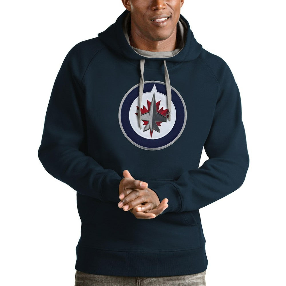 Winnipeg Jets Antigua Logo Victory Pullover Hoodie - Navy - NHL 4572091