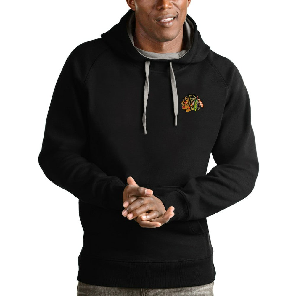 Chicago Blackhawks Antigua Team Victory Pullover Hoodie - Black - NHL 4572150