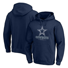Dallas Cowboys Logo Team Lockup Fitted Pullover Hoodie Navy