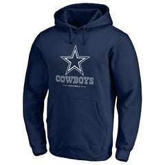 Dallas Cowboys Logo Team Lockup Fitted Pullover Hoodie Navy