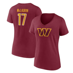Fanatics Terry McLaurin Washington Commanders Women's Player Icon Name & Number V-Neck T-Shirt Burgundy