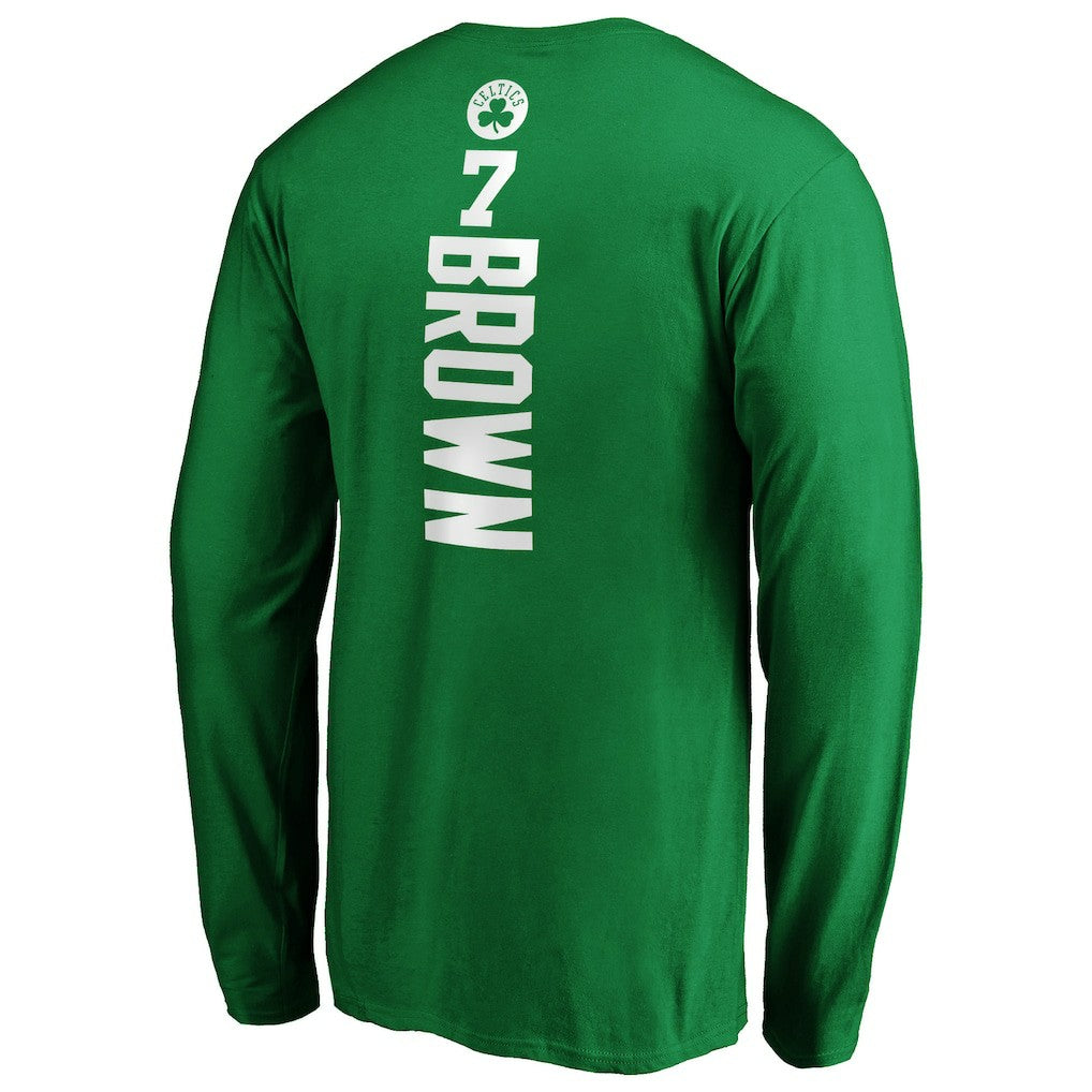 Jaylen Brown Boston Celtics Playmaker Name & Number Long Sleeve T-Shirt Kelly Green