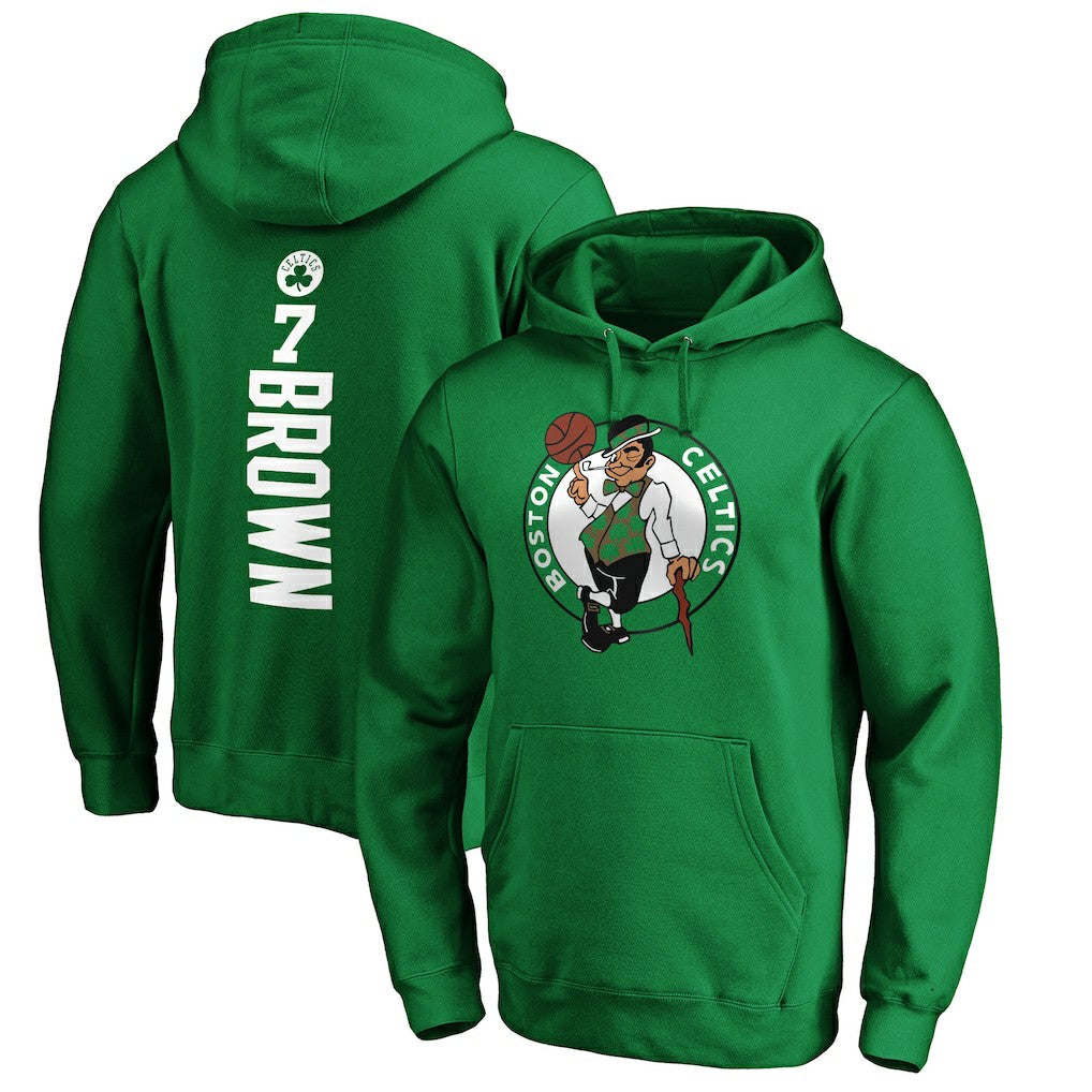 Jaylen Brown Boston Celtics Playmaker Name & Number Pullover Hoodie Kelly Green