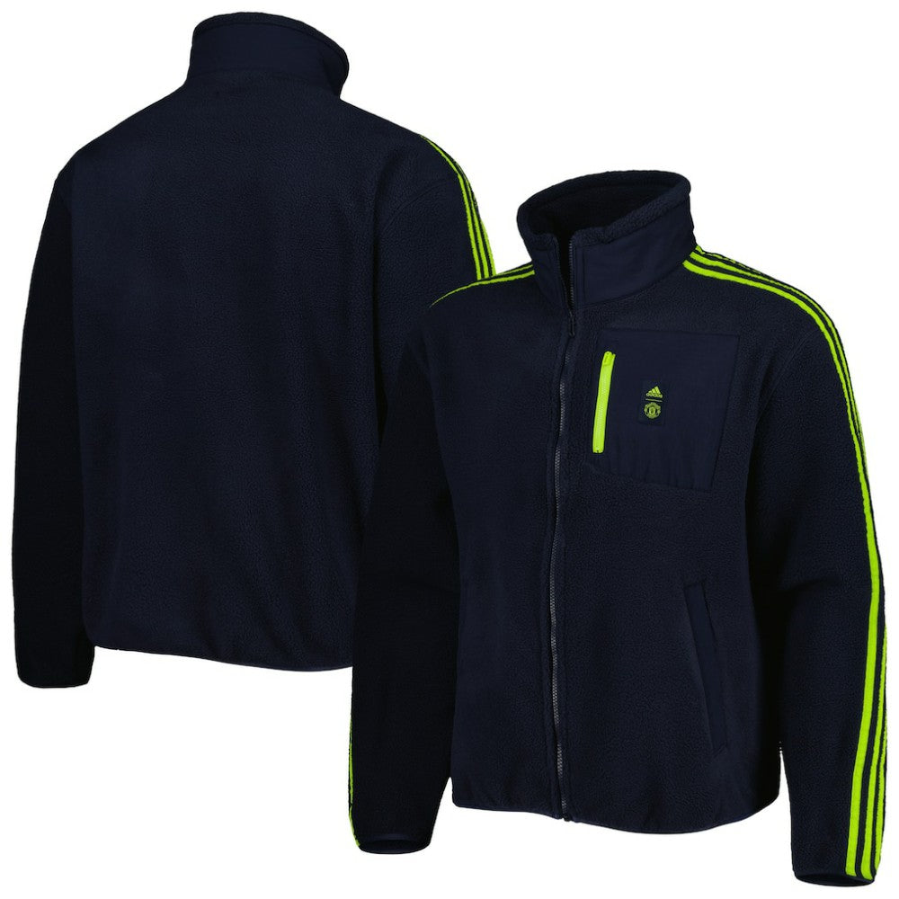 Manchester United Lifestyler Fleece Full-Zip Jacket Navy - Adidas