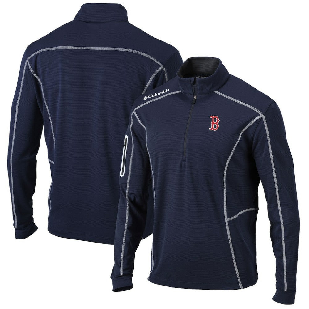 Boston Red Sox Columbia Shotgun Omni-Wick Quarter-Zip Pullover Jacket - Navy - Columbia on Sale