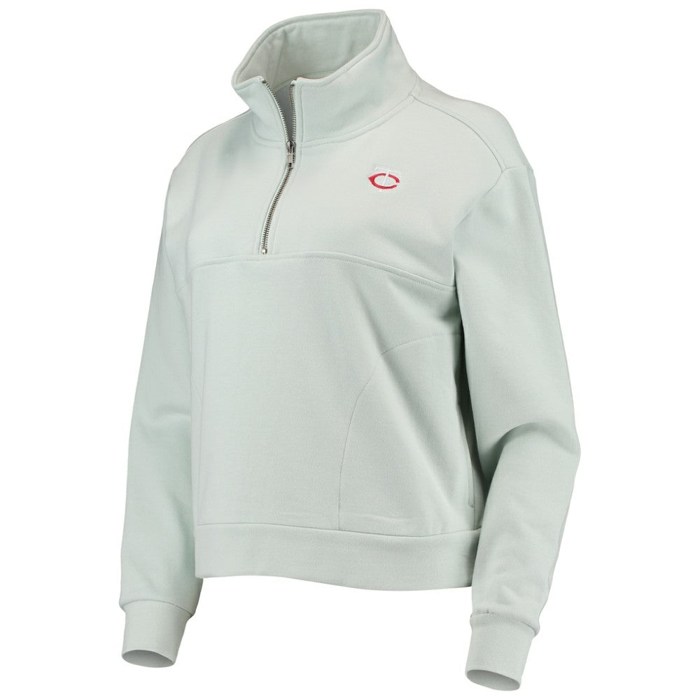Minnesota Twins The Wild Collective Women's Two-Hit Quarter-Zip Pullover Top - Light Blue - MLB Lifestyle