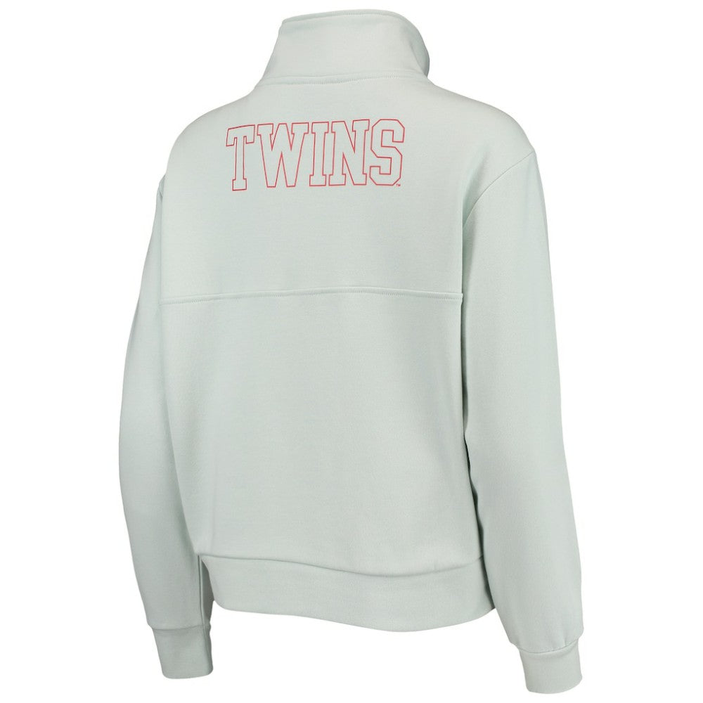 Minnesota Twins The Wild Collective Women's Two-Hit Quarter-Zip Pullover Top - Light Blue - MLB Lifestyle