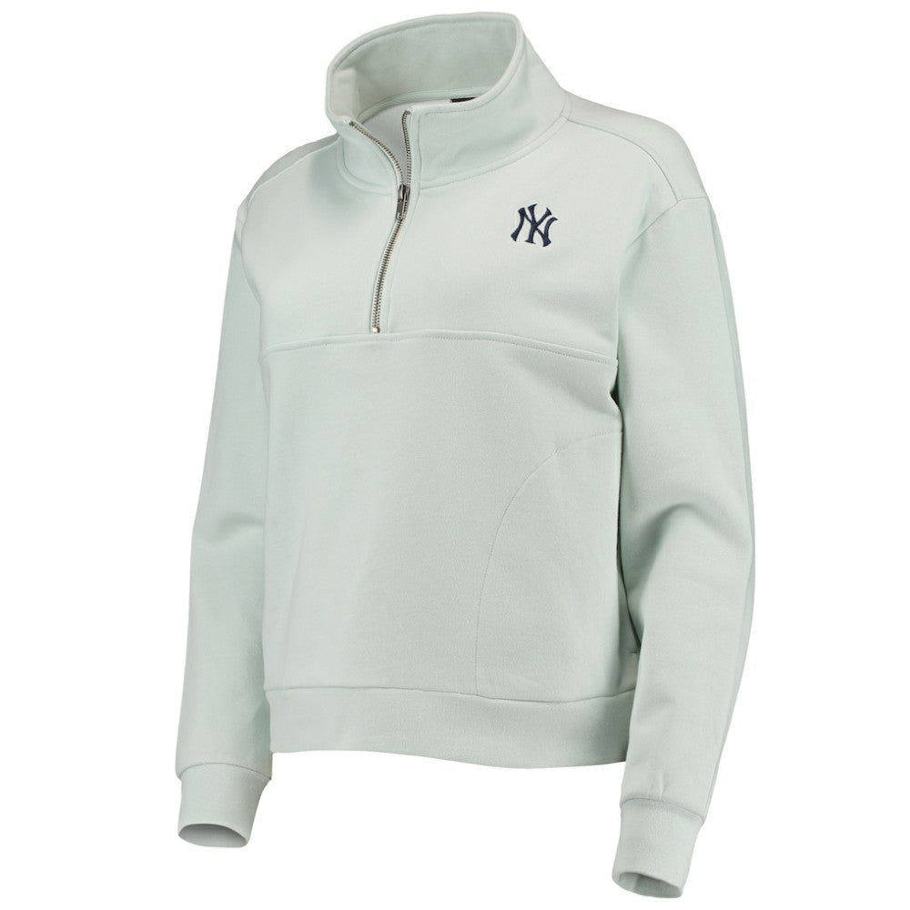 New York Yankees The Wild Collective Women's Two-Hit Quarter-Zip Pullover Top - Light Blue - MLB Online
