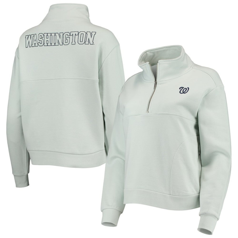 Washington Nationals The Wild Collective Women's Two-Hit Quarter-Zip Pullover Top - Light Blue - MLB Sale