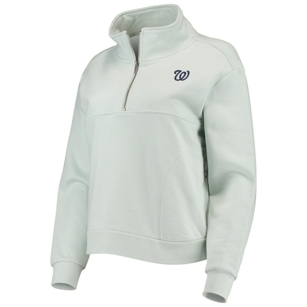 Washington Nationals The Wild Collective Women's Two-Hit Quarter-Zip Pullover Top - Light Blue - MLB Sale