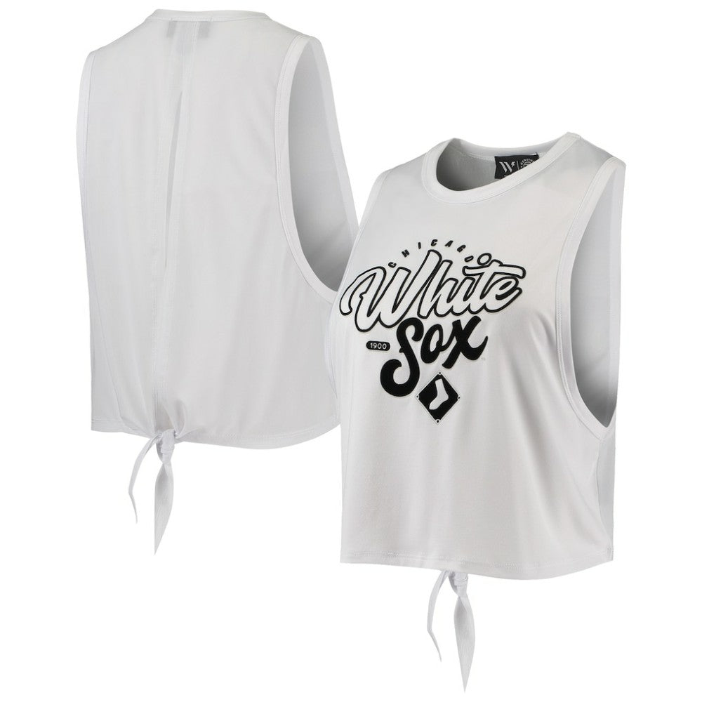 Chicago White Sox The Wild Collective Women's Open Back Twist-Tie Tank Top - White - MLB Lifestyle