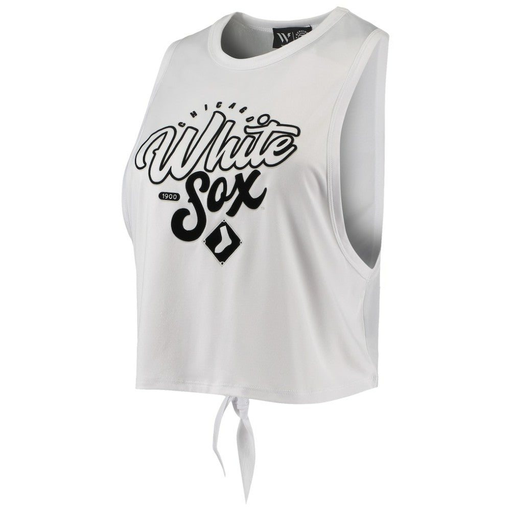 Chicago White Sox The Wild Collective Women's Open Back Twist-Tie Tank Top - White - MLB Lifestyle