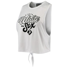 Chicago White Sox The Wild Collective Women's Open Back Twist-Tie Tank Top - White - MLB Lifestyle