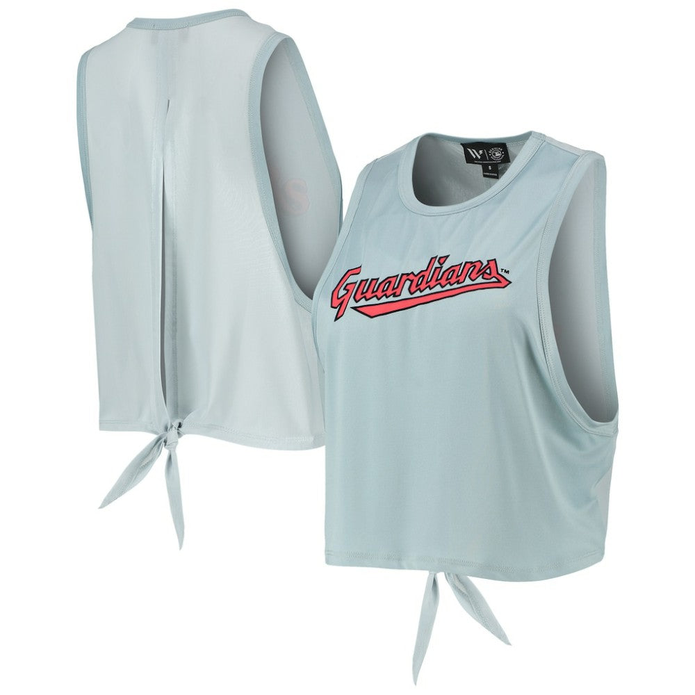 Cleveland Guardians The Wild Collective Women's Open Back Twist-Tie Tank Top - Light Blue - MLB Discount