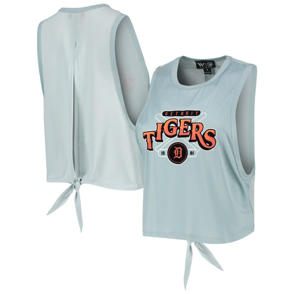 Detroit Tigers The Wild Collective Women's Open Back Twist-Tie Tank Top - Light Blue - MLB on Sale