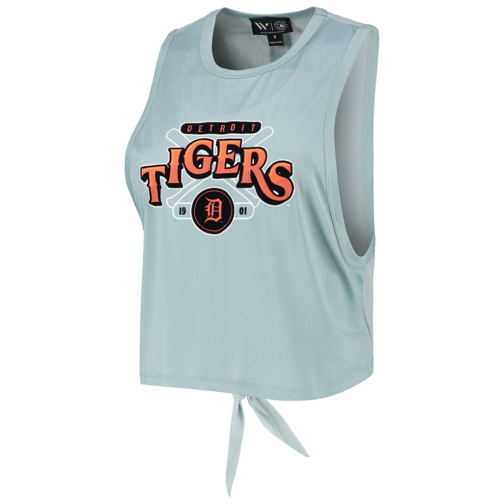 Detroit Tigers The Wild Collective Women's Open Back Twist-Tie Tank Top - Light Blue - MLB on Sale