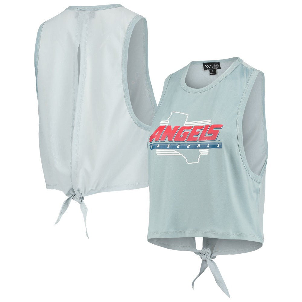 Los Angeles Angels The Wild Collective Women's Open Back Twist-Tie Tank Top - Light Blue - MLB Lifestyle