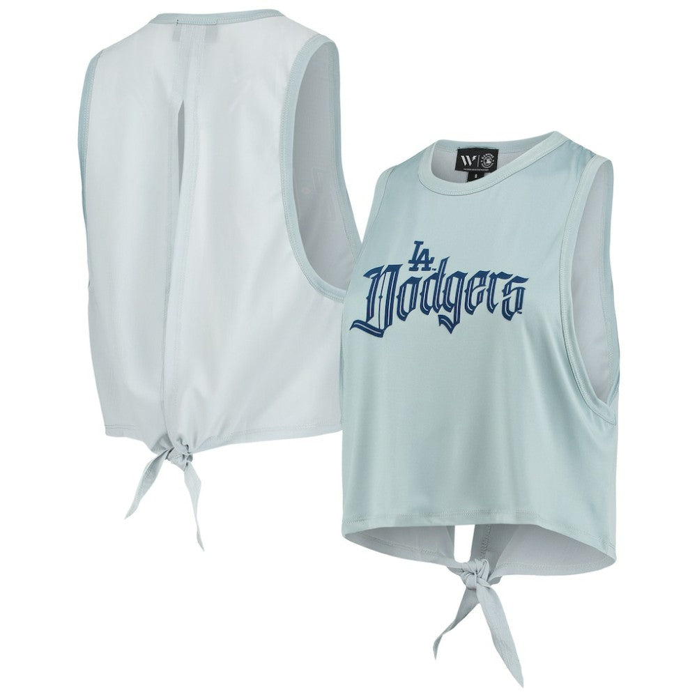 Los Angeles Dodgers The Wild Collective Women's Open Back Twist-Tie Tank Top - Light Blue - MLB Sale