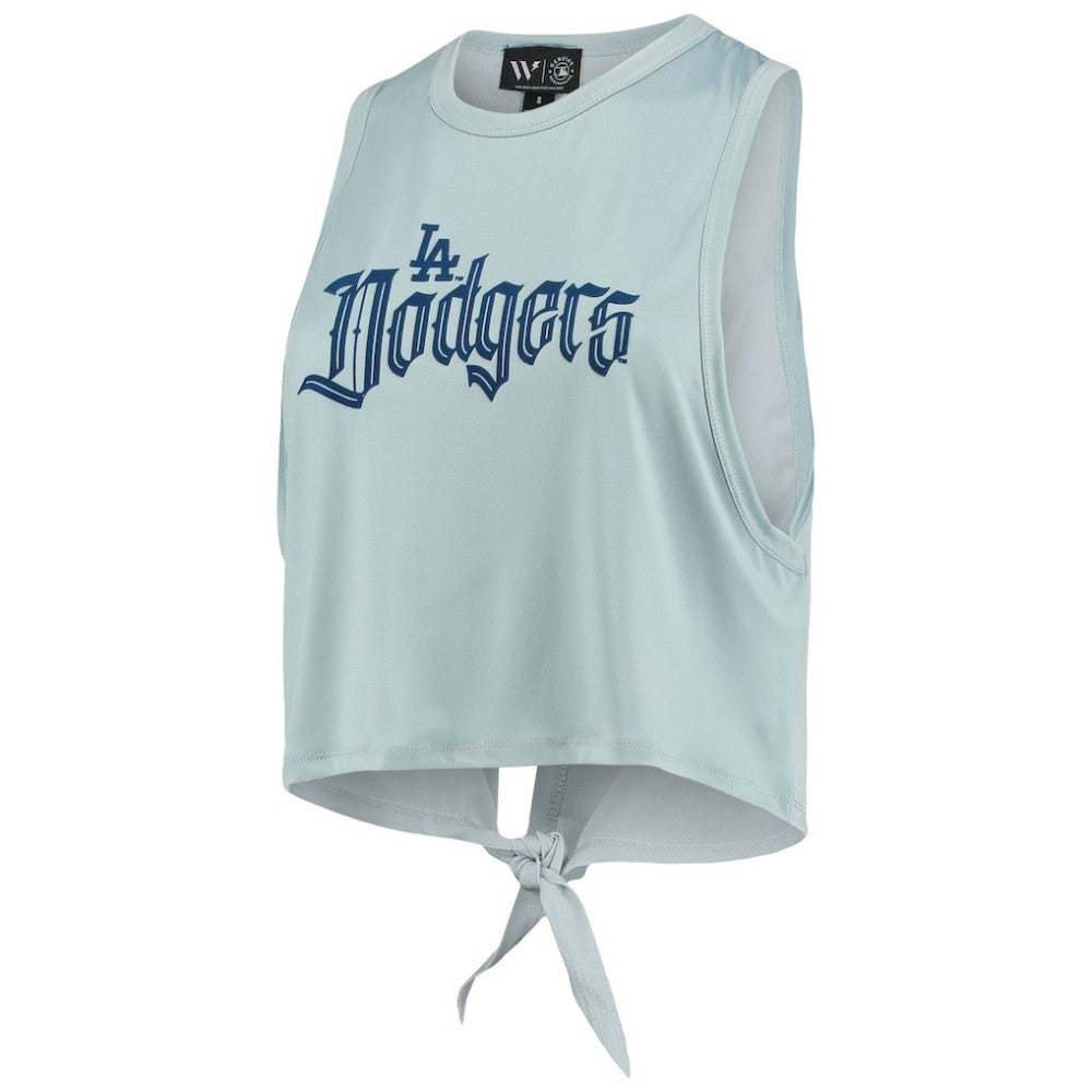 Los Angeles Dodgers The Wild Collective Women's Open Back Twist-Tie Tank Top - Light Blue - MLB Sale