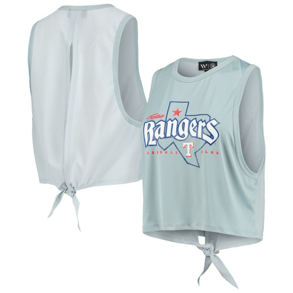 Texas Rangers The Wild Collective Women's Open Back Twist-Tie Tank Top - Light Blue - MLB Online