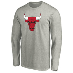 Chicago Bulls Primary Team Logo Long Sleeve T-Shirt Heathered Gray
