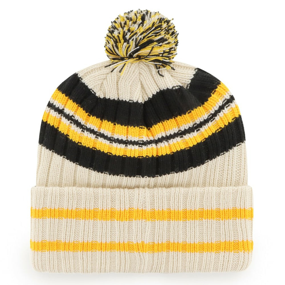 Pittsburgh Pirates '47 Home Patch Cuffed Knit Hat with Pom - Natural - 47 brand Lifestyle