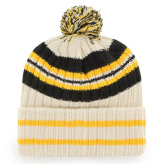 Pittsburgh Pirates '47 Home Patch Cuffed Knit Hat with Pom - Natural - 47 brand Lifestyle