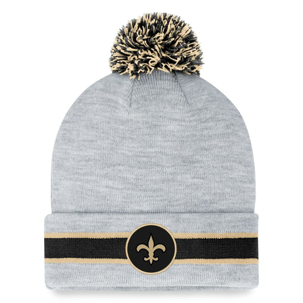 Fanatics New Orleans Saints Cuffed Knit Hat with Pom Heather Gray