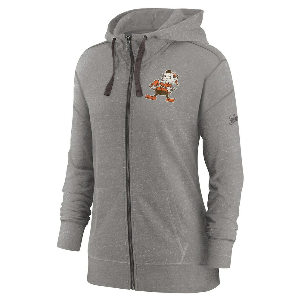 Nike Cleveland Browns Women's Gym Vintage Full-Zip Hoodie Heather Charcoal