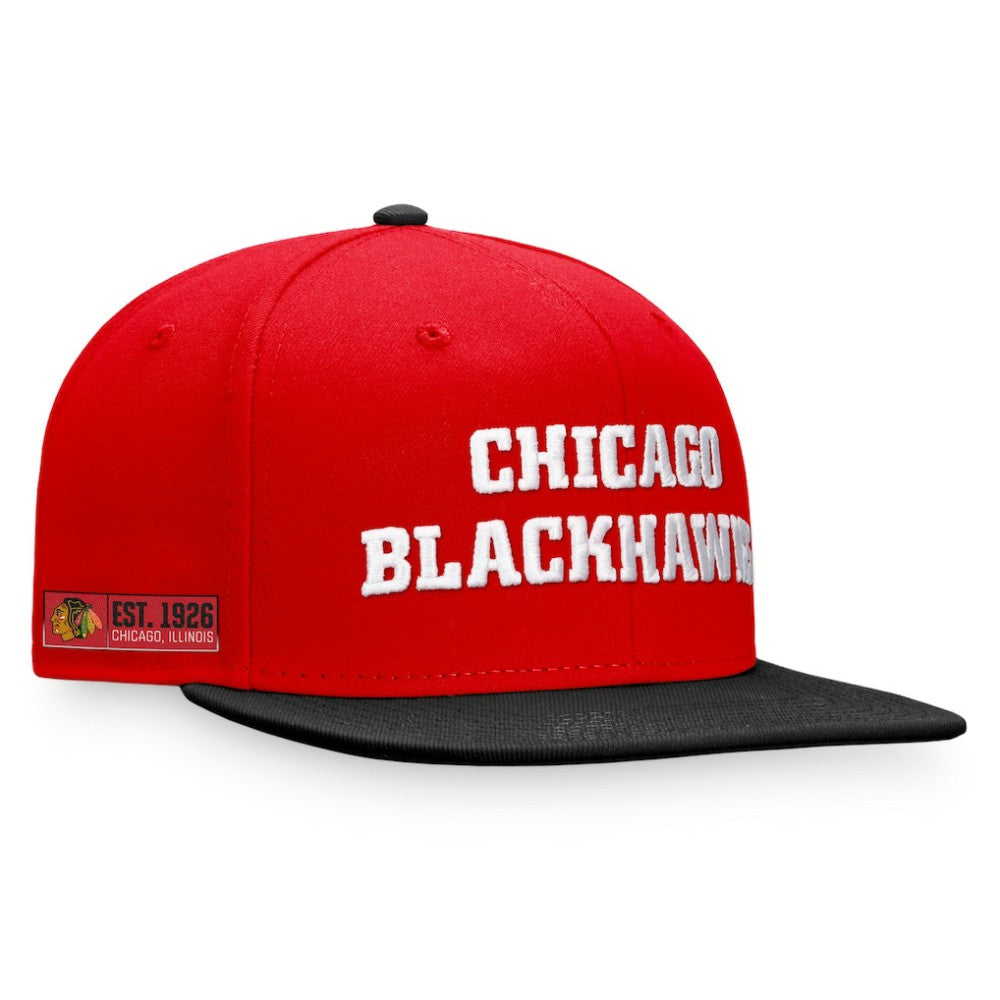Chicago Blackhawks Fanatics Iconic Color Blocked Snapback Hat - Red/Black - NHL 4625796