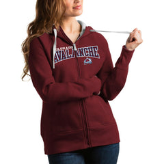 Colorado Avalanche Antigua Women's Wordmark Victory Full-Zip Hoodie - Burgundy - NHL 4627242