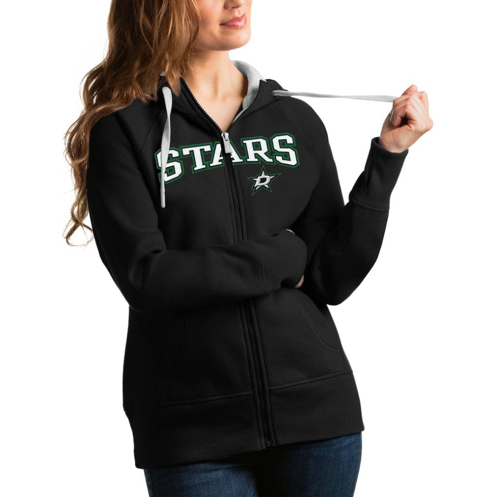 Dallas Stars Antigua Women's Wordmark Victory Full-Zip Hoodie - Black - NHL 4627252