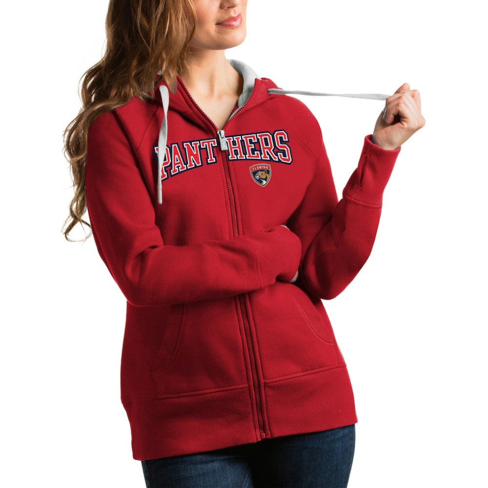 Florida Panthers Antigua Women's Wordmark Victory Full-Zip Hoodie - Red - NHL 4627273