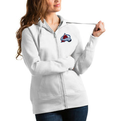 Colorado Avalanche Antigua Women's Victory Full-Zip Hoodie - White - NHL 4627423