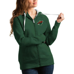 Minnesota Wild Antigua Women's Victory Full-Zip Hoodie - Hunter Green - NHL 4627461