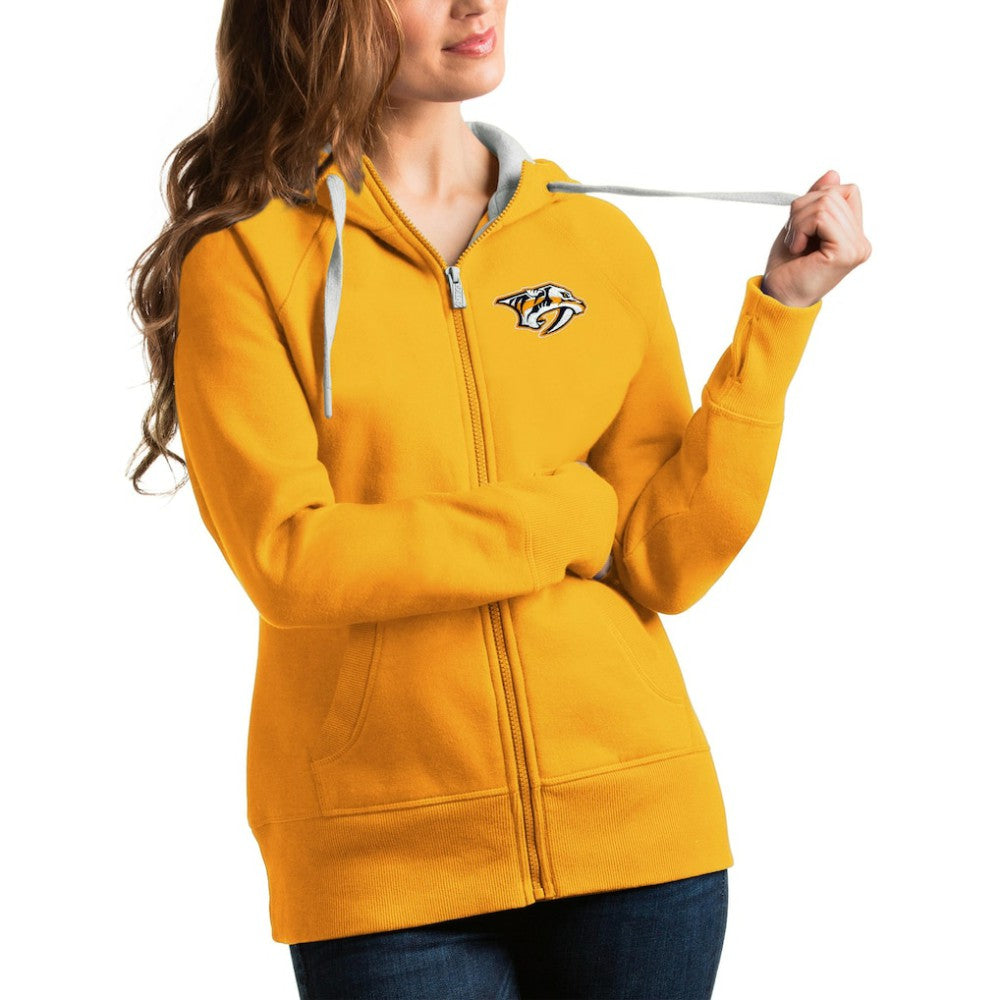 Nashville Predators Antigua Women's Victory Full-Zip Hoodie - Gold - NHL 4627473