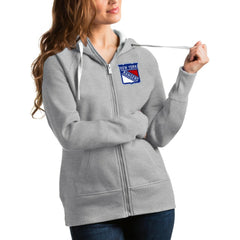 New York Rangers Antigua Women's Victory Full-Zip Hoodie - Heathered Gray - NHL 4627491