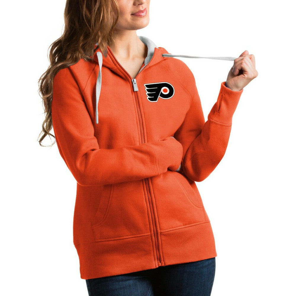Philadelphia Flyers Antigua Women's Victory Full-Zip Hoodie - Orange - NHL 4627503