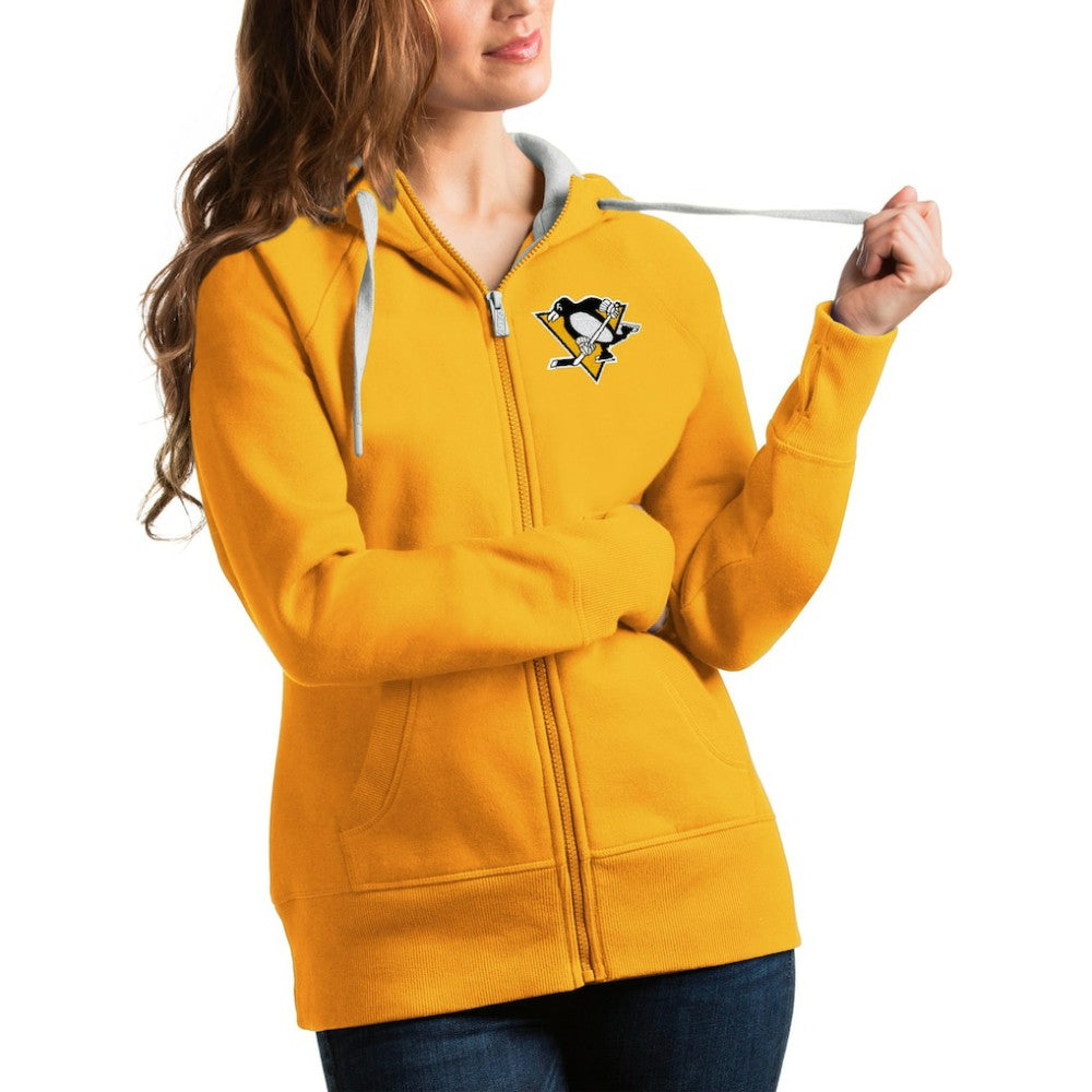 Pittsburgh Penguins Antigua Women's Victory Full-Zip Hoodie - Gold - NHL 4627507