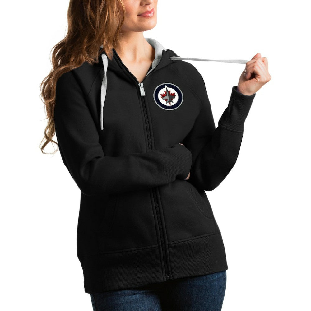 Winnipeg Jets Antigua Women's Victory Full-Zip Hoodie - Black - NHL 4627553