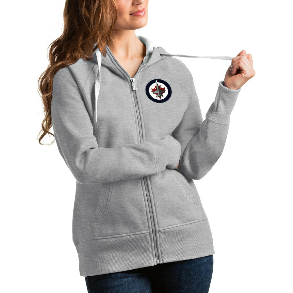 Winnipeg Jets Antigua Women's Victory Full-Zip Hoodie - Heathered Gray - NHL 4627555